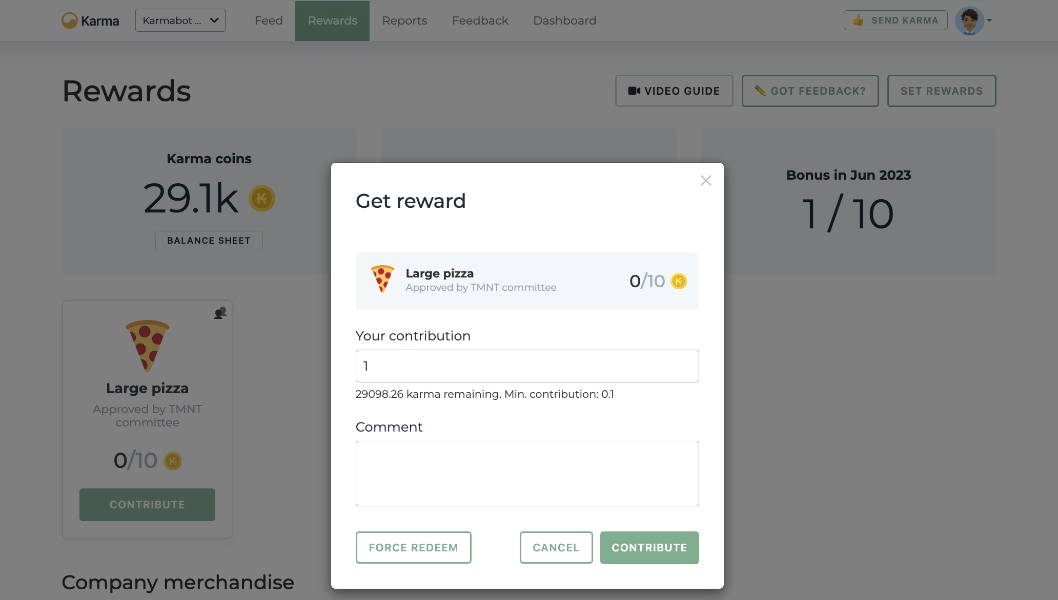 Team rewards