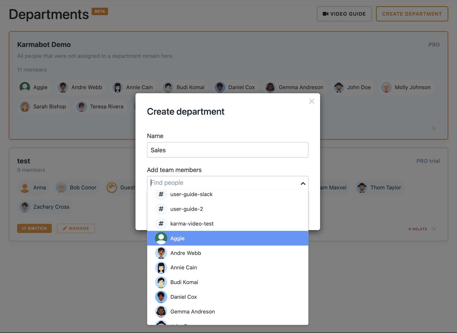 create department